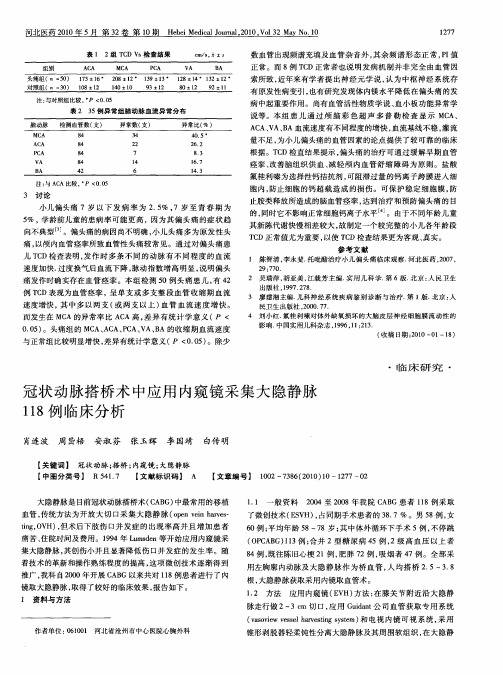 冠状动脉搭桥术中应用内窥镜采集大隐静脉118例临床分析