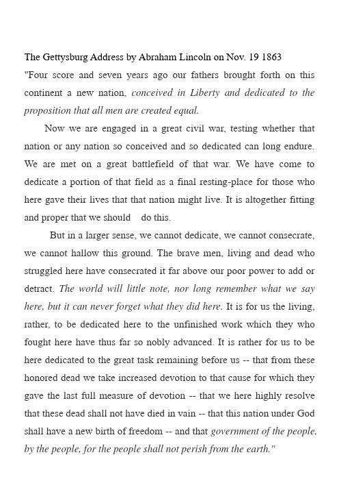 The-Gettysburg-Address-原文及英译