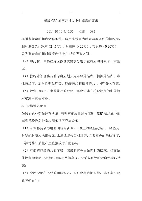 新版GSP对医药批发企业库房的要求