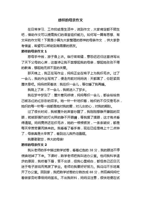 慈祥的母亲作文15篇