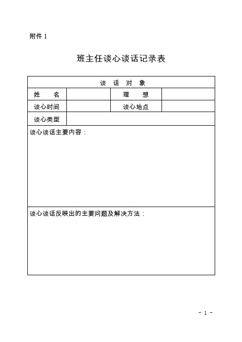 班主任工作记录表(谈心谈话、班级文化建设等)