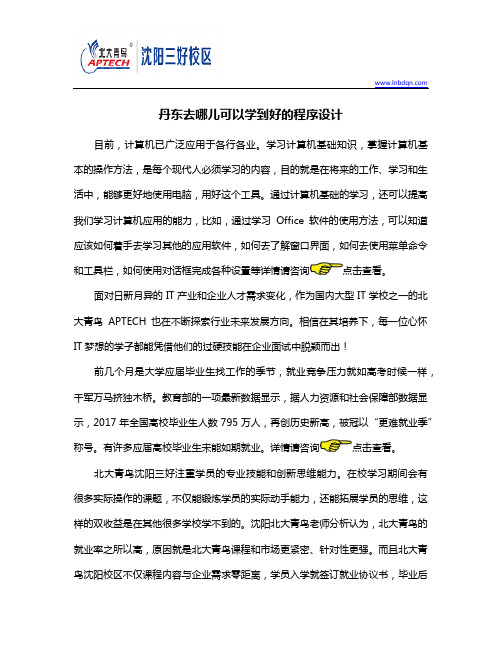 丹东去哪儿可以学到好的程序设计