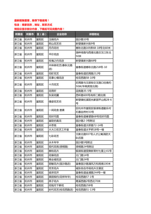 新版浙江省杭州市富阳区花卉企业公司商家户名录单联系方式地址大全166家