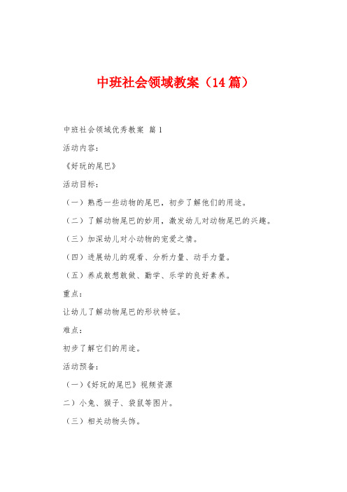 中班社会领域教案(14篇)