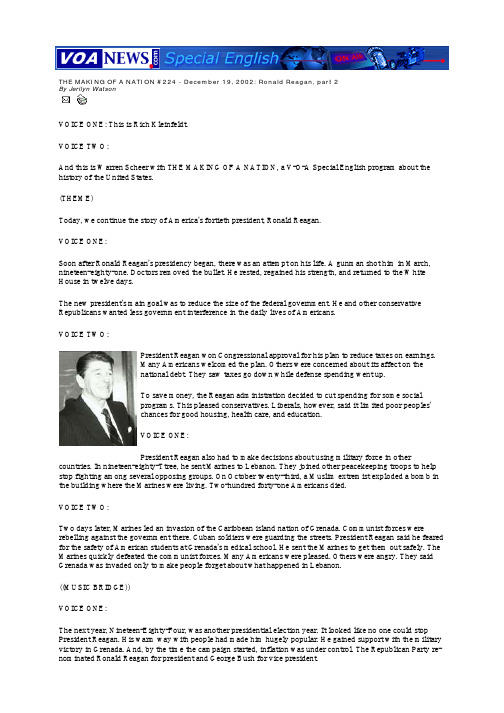 THE MAKING OF A NATION #224 - Ronald Reagan, part 2