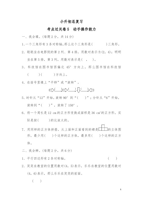 最新人教版小学六年级数学下册考点过关卷5 动手操作能力