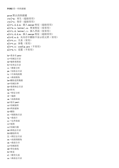 PORE综合快捷键大全