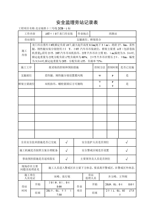 龙门吊旁站记录【可编辑范本】