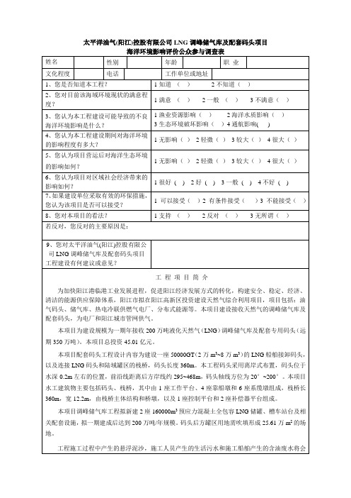 太平洋油气(阳江)控股有限公司LNG调峰储气库及配套码头