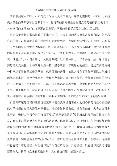 落实责任没有借口读后感