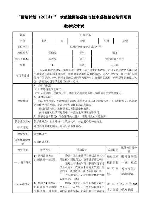 国培计划(2014)示范性网络研修与校本研修整合培训