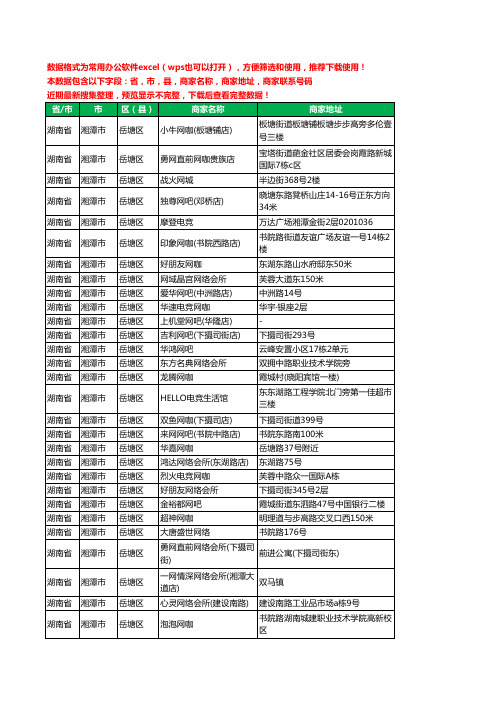 2020新版湖南省湘潭市岳塘区网吧工商企业公司商家名录名单黄页联系电话号码地址大全77家