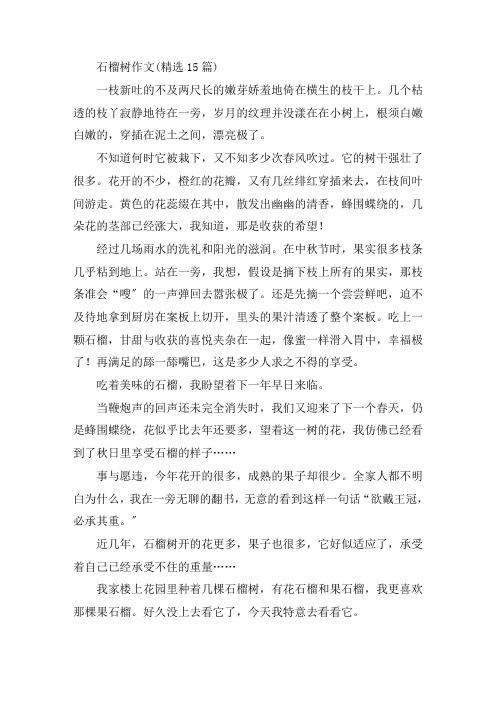 中小学石榴树作文(精选15篇)
