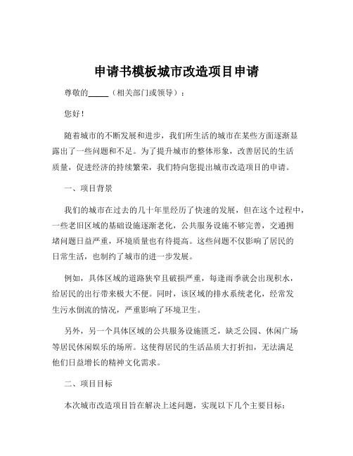申请书模板城市改造项目申请