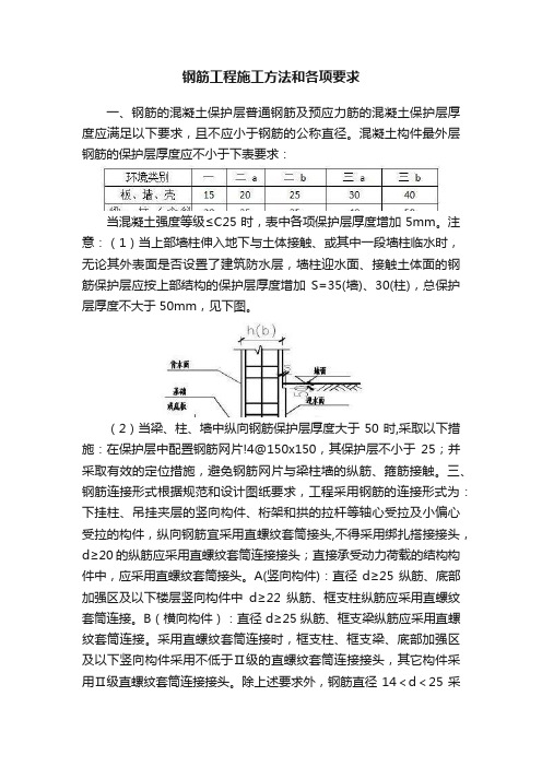 钢筋工程施工方法和各项要求