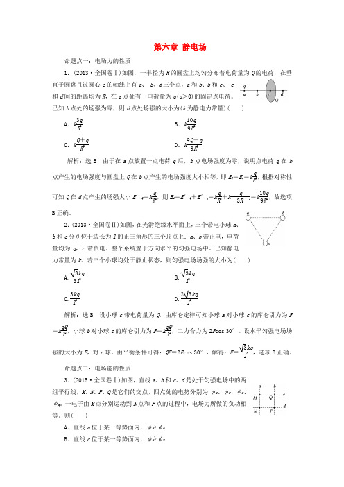 2018版高考物理一轮复习 第六章 静电场真题集训 章末验收