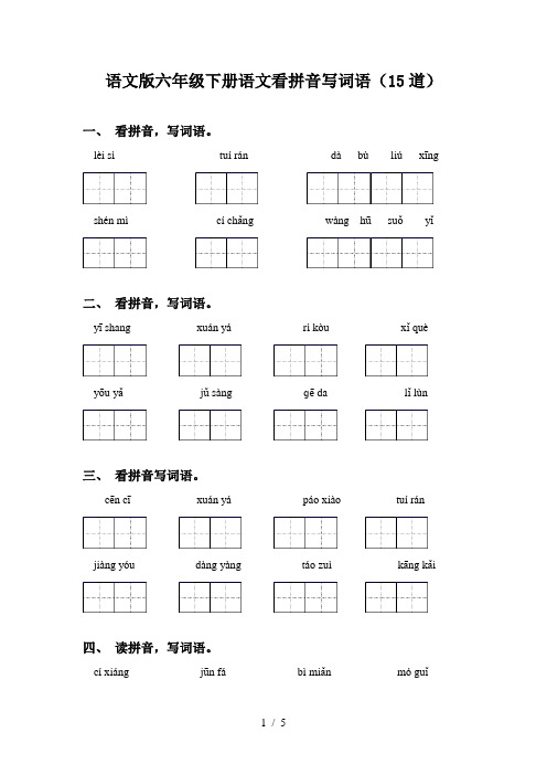 语文版六年级下册语文看拼音写词语(15道)