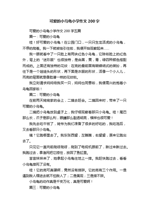 可爱的小乌龟小学作文200字五篇