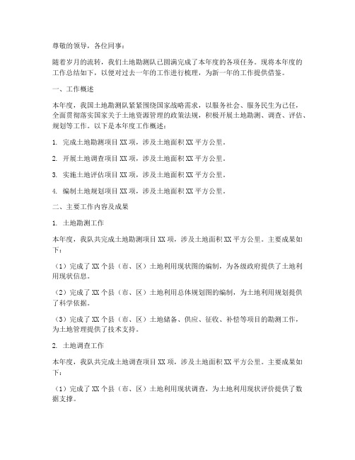 土地勘测队年终报告