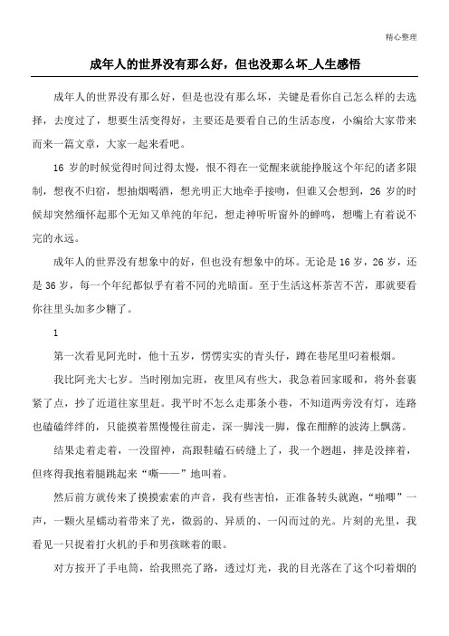 成年人的世界没有那么好,但也没那么坏_人生感悟