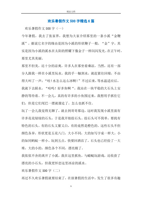 欢乐暑假作文500字精选6篇