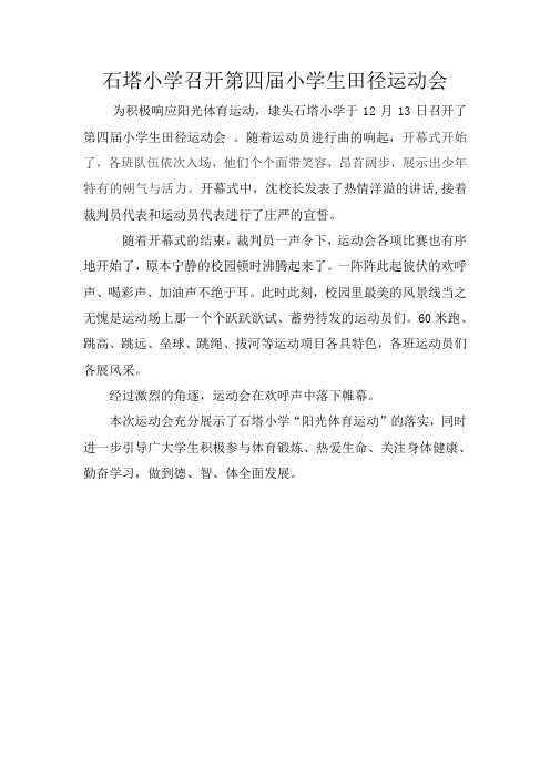 石塔小学召开第四届小学生田径运动会