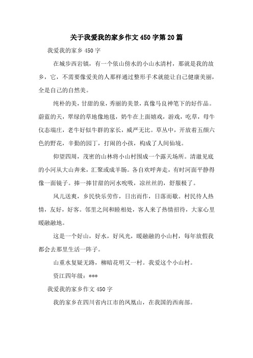 关于我爱我的家乡作文450字第20篇