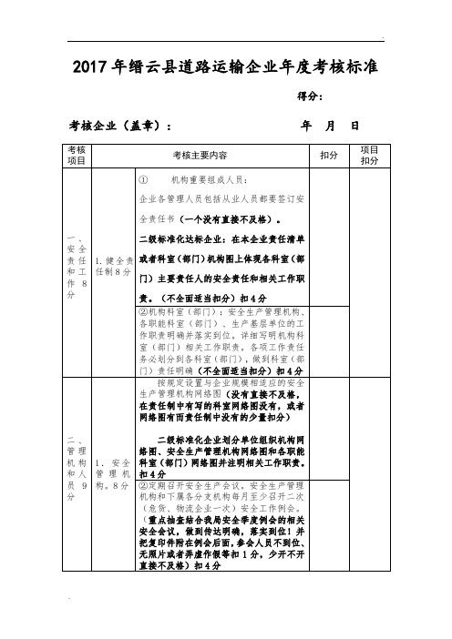 2017年道路运输企业年度考核