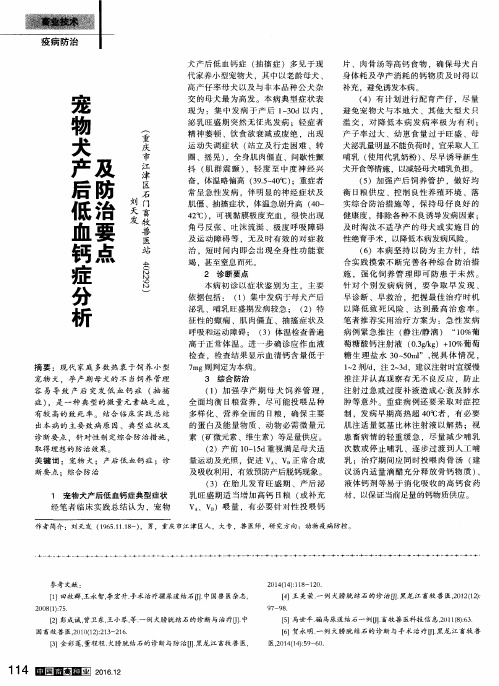 宠物犬产后低血钙症分析及防治要点