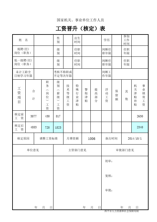 工资核定表公务员版(2014更新) (1)