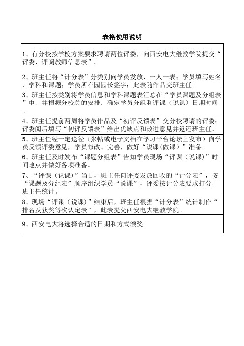 “评优课(赛教)”系列表格