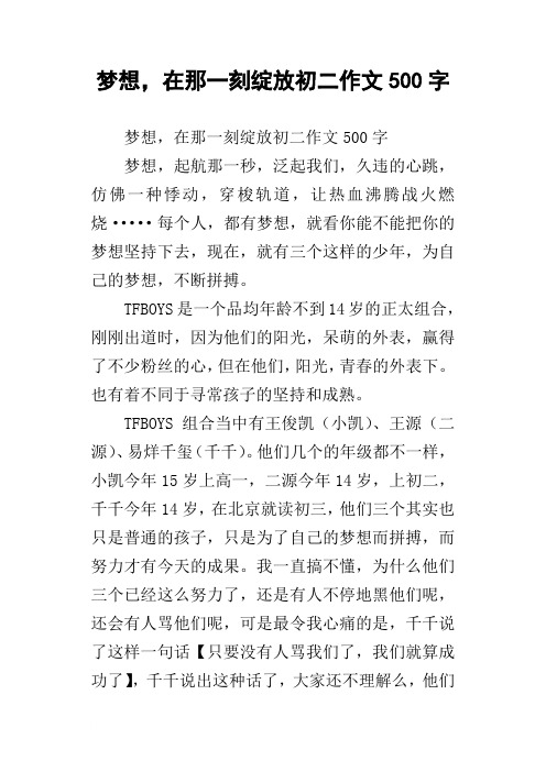 梦想,在那一刻绽放初二作文500字
