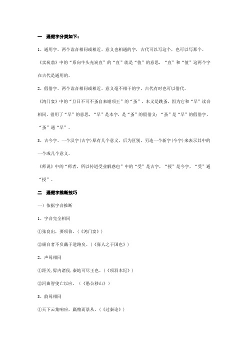 高考文言文通假字推断技巧