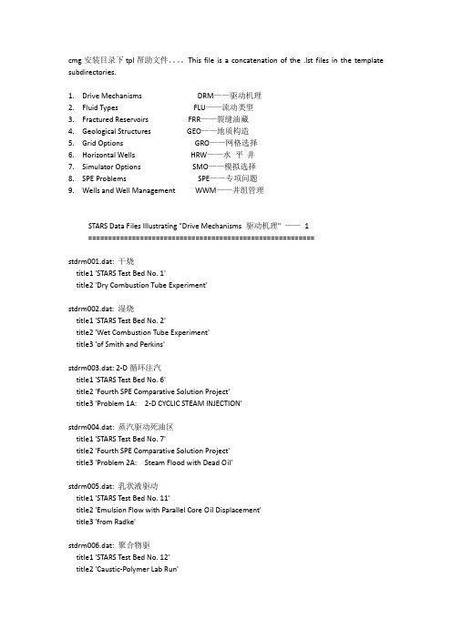 CMG软件自带介绍