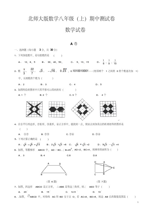 北师大版八年级(上)期中数学测试题(含解析)(77)