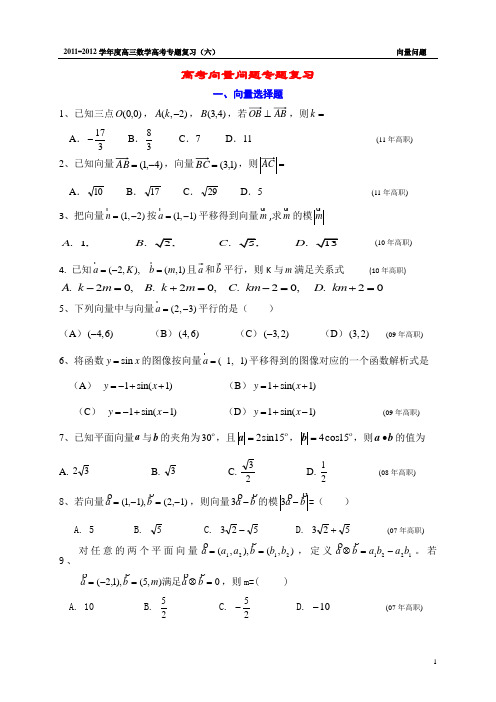 高考向量问题专题复习