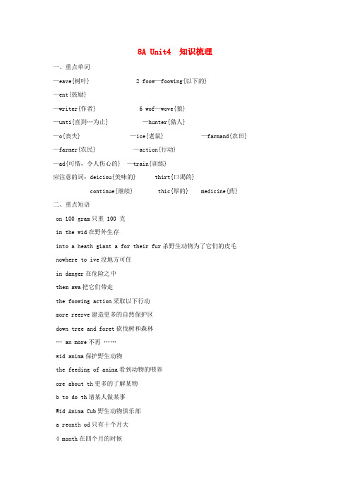 八年级英语上册 Unit 4知识梳理 译林牛津版