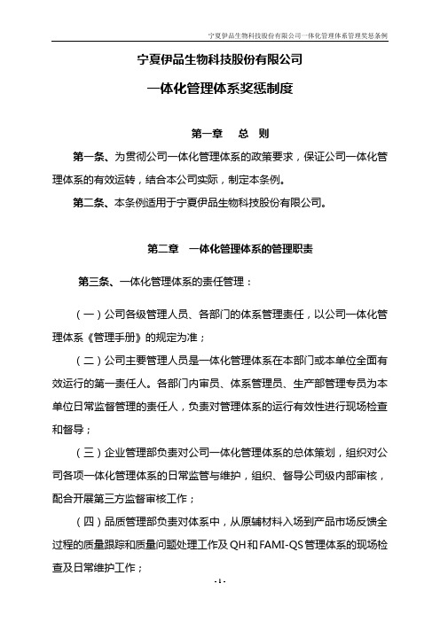 一体化管理体系奖惩制度(终稿)