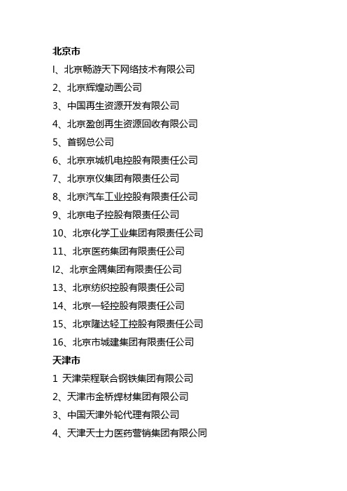 各省大企业