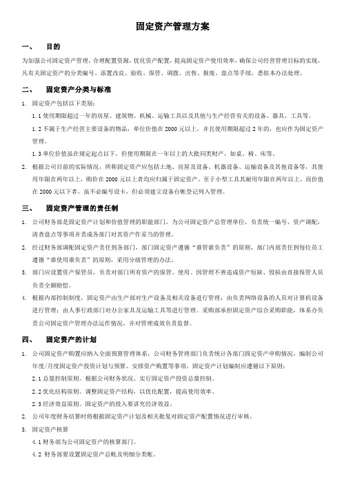 固定资产管理方案