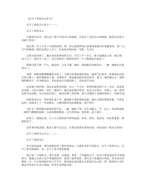忘不了你的关心作文12篇