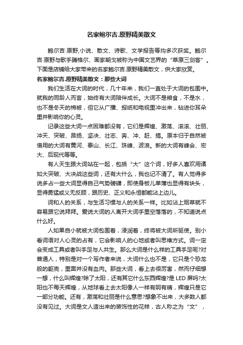 名家鲍尔吉.原野精美散文