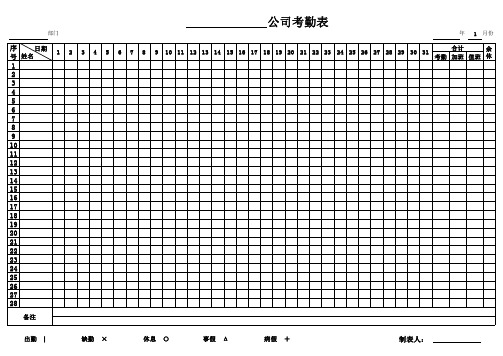 112月份考勤表