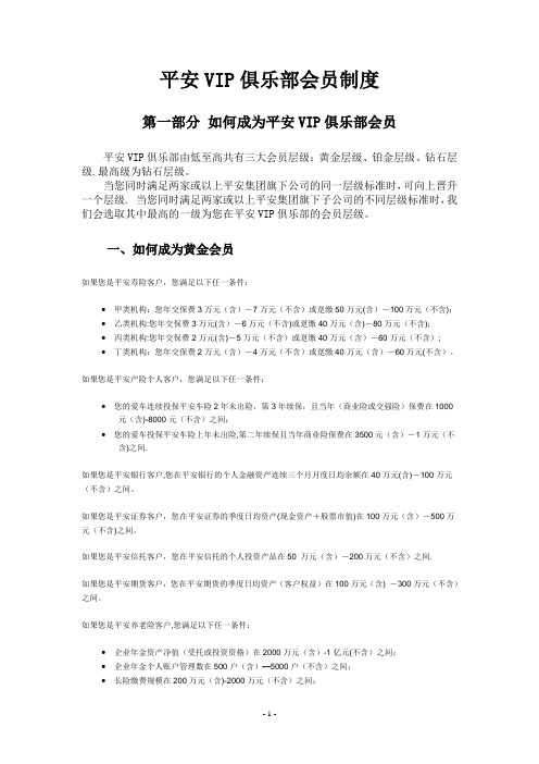 平安VIP俱乐部会员制度