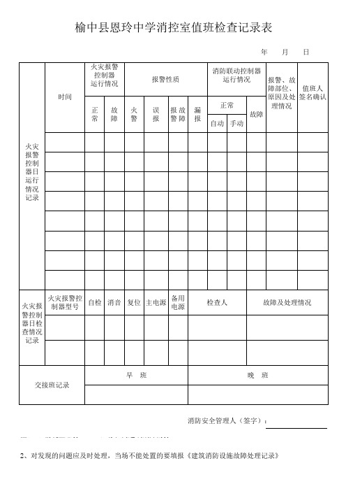 学校消控室值班记录表
