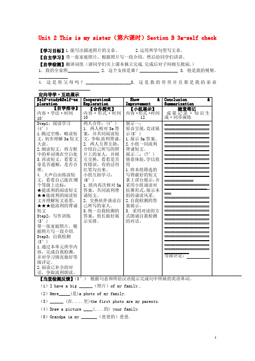 四川省宜宾县双龙镇初级中学校七年级英语上册 Unit 2 This is my sister(第六课