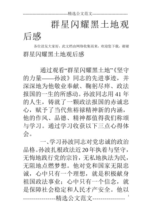 群星闪耀黑土地观后感