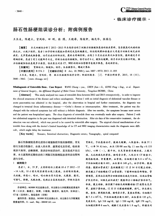 肠石性肠梗阻误诊分析：附病例报告