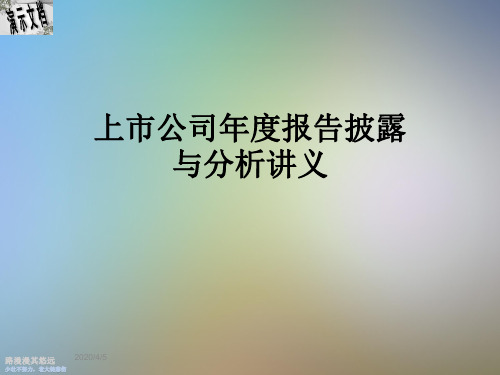 上市公司年度报告披露与分析讲义
