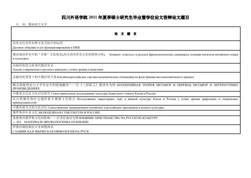 俄语专业论文题目